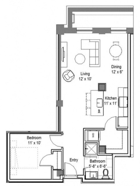 GW 003 Floor Plan at The Georgian Apartments, St Louis